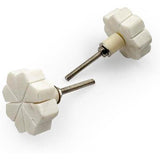HAMILTON BRASS Flower Shaped Cabinet Knob with Petal Design | Stone Material Drawer Handle | Ceramic Finish Decorative Knob for Cupboards, Dressers | 38mm Diameter, 13mm Height, 26.5mm Depth