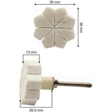 HAMILTON BRASS Flower Shaped Cabinet Knob with Petal Design | Stone Material Drawer Handle | Ceramic Finish Decorative Knob for Cupboards, Dressers | 38mm Diameter, 13mm Height, 26.5mm Depth