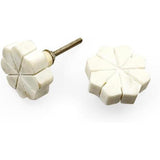 HAMILTON BRASS Flower Shaped Cabinet Knob with Petal Design | Stone Material Drawer Handle | Ceramic Finish Decorative Knob for Cupboards, Dressers | 38mm Diameter, 13mm Height, 26.5mm Depth