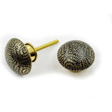 HAMILTON BRASS Round Brass Knob with Ceramic Finish | Black & Gold Handcrafted Decorative Cabinet & Drawer | Furniture Handle for Wardrobe & Dresser | 36x36 mm Face | 25 mm Depth | 75 mm Screw