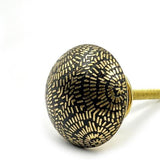 HAMILTON BRASS Round Brass Knob with Ceramic Finish | Black & Gold Handcrafted Decorative Cabinet & Drawer | Furniture Handle for Wardrobe & Dresser | 36x36 mm Face | 25 mm Depth | 75 mm Screw