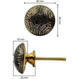 HAMILTON BRASS Round Brass Knob with Ceramic Finish | Black & Gold Handcrafted Decorative Cabinet & Drawer | Furniture Handle for Wardrobe & Dresser | 36x36 mm Face | 25 mm Depth | 75 mm Screw
