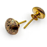 HAMILTON BRASS Round Brass Knob with Floral Pattern | Ceramic Finish Cabinet Drawer Pull Handle | Decorative Knob for Cupboards, Dressers, Wardrobes | 37x37 mm Face | 26 mm Depth | 17 mm Height