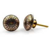 HAMILTON BRASS Round Cabinet Knob | Brass Material Drawer Pull Handle | Ceramic Finish Decorative Furniture Knob for Cupboards, Dressers & Wardrobes | 37mm Diameter, 26mm Depth, 17mm Height
