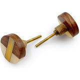 HAMILTON BRASS Round Cabinet Knob | Wood, Resin & Brass Material Drawer Pull Handle | Ceramic Finish Decorative Furniture Knob for Dressers Drawers | 39mm Diameter, 23.5mm Depth, 10mm Thickness