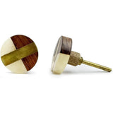 HAMILTON BRASS Round Cabinet Knob | Wood, Resin & Brass Material Drawer Pull Handle | Ceramic Finish Decorative Furniture Knob for Dressers Drawers | 39mm Diameter, 23.5mm Depth, 10mm Thickness