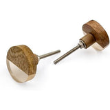 HAMILTON BRASS Round Cabinet Knob | Wood & Resin Material Drawer Pull Handle | Ceramic Finish Decorative Furniture Knob for Wardrobes & Cupboards | 40mm Diameter, 25mm Depth, 10mm Thickness