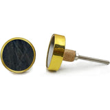 HAMILTON BRASS Round Knob with Ceramic Finish | Blue & Gold Decorative Cabinet & Drawer Pull | Resin & Brass Furniture Handle for Cupboard, Dresser | 41x41 mm Face | 27 mm Depth | 75 mm Screw