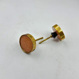 HAMILTON BRASS Round Knob with Ceramic Finish | Orange & Gold Decorative Cabinet & Drawer Pull | Resin & Brass Furniture Handle for Cupboard Wardrobe | 46x46 mm Face | 24 mm Depth | 75 mm Screw