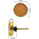 HAMILTON BRASS Round Knob with Ceramic Finish | Orange & Gold Decorative Cabinet & Drawer Pull | Resin & Brass Furniture Handle for Cupboard Wardrobe | 46x46 mm Face | 24 mm Depth | 75 mm Screw