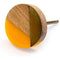 HAMILTON BRASS Round Knob with Ceramic Finish | Yellow Handcrafted Geometric Pattern | Decorative Cabinet | Knob for Dresser | Resin, Wood & Brass | 37x37 mm Face | 25 mm Depth | 78 mm Screw