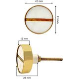 HAMILTON BRASS Round Stone & Brass Knob with Ceramic Finish | White Face Line Accent Decorative Drawer & Cabinet Pull Handle | 41x41 mm Face | 25 mm Depth | 12 mm Height | Furniture Hardware
