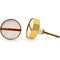 HAMILTON BRASS Round Stone & Brass Knob with Ceramic Finish | White Face Line Accent Decorative Drawer & Cabinet Pull Handle | 41x41 mm Face | 25 mm Depth | 12 mm Height | Furniture Hardware