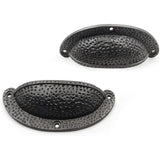 HAMILTON BRASS Textured Half Moon Cup Handle Strong Cast Iron Material | Drawer Pull Antique Iron Finish | Rustic Vintage Cabinet & Cupboard | 112 mm Length x 100 mm Hole-to-Hole Distance