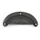 HAMILTON BRASS Textured Half Moon Cup Handle Strong Cast Iron Material | Drawer Pull Antique Iron Finish | Rustic Vintage Cabinet & Cupboard | 112 mm Length x 100 mm Hole-to-Hole Distance