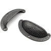 HAMILTON BRASS Textured Half Moon Cup Handle Strong Cast Iron Material | Drawer Pull Antique Iron Finish | Rustic Vintage Cabinet & Cupboard | 112 mm Length x 100 mm Hole-to-Hole Distance