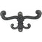 HAMILTON BRASS Vintage Wall Mounted Antique Iron Double Coat Hook | Rustic Cast Iron Decorative Hook | 165 mm Height × 165 mm Width × 85 mm Base × 76 mm Hole Distance | Hanger for Coats, Hats