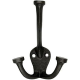 HAMILTON BRASS Wall Mounted Cast Iron Double Coat Hook | Antique Iron Finish | 110 mm Height × 54 mm Depth × 40 mm Base Length × 74.5 mm Width | Oval Base Hanger for Coats, Hats, Bags