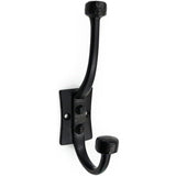 HAMILTON BRASS Wall Mounted Cast Iron Double Coat Hook | Antique Iron Vintage Hook | 166 mm Height × 75 mm Depth × 53 mm Upper Hook × 40 mm Base Width × 59 mm Base Height | Hanger for Coats