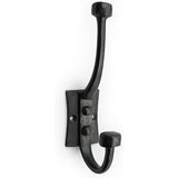 HAMILTON BRASS Wall Mounted Cast Iron Double Coat Hook | Antique Iron Vintage Hook | 166 mm Height × 75 mm Depth × 53 mm Upper Hook × 40 mm Base Width × 59 mm Base Height | Hanger for Coats