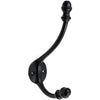 HAMILTON BRASS Wall Mounted Cast Iron Double Coat Hook | Black Powder Coated Finish | 158 mm Height × 95 mm Upper Depth × 90 mm Lower Depth × 35 mm Width | Oval Base Hanger for Coats, Hats