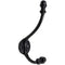 HAMILTON BRASS Wall Mounted Cast Iron Double Coat Hook | Black Powder Coated Finish | 158 mm Height × 95 mm Upper Depth × 90 mm Lower Depth × 35 mm Width | Oval Base Hanger for Coats, Hats