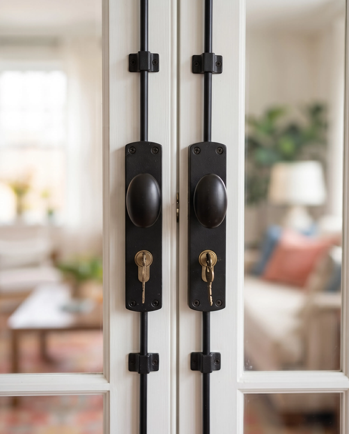 Hamilton Brass Oval Knob Locking Espagnolette Bolt or Cremone Bolt-Upto 8.5'