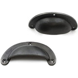 Half Moon Cup Handle Strong Cast Iron Material | Drawer Pull Antique Iron Finish | Vintage Style Cabinet & Cupboard Hardware | 97 mm Length x 82 mm Hole-to-Hole Distance