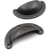 Half Moon Cup Handle Strong Cast Iron Material | Drawer Pull Antique Iron Finish | Vintage Style Cabinet & Cupboard Hardware | 97 mm Length x 82 mm Hole-to-Hole Distance
