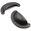 Half Moon Cup Handle Strong Cast Iron Material | Drawer Pull Antique Iron Finish | Vintage Style Cabinet & Cupboard Hardware | 97 mm Length x 82 mm Hole-to-Hole Distance