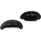 Half Moon Cup Handle Strong Cast Iron Material | Drawer Pull Black Powder Coated Finish | Vintage Style Cabinet & Cupboard Hardware | 97 mm Length x 82 mm Hole-to-Hole Distance