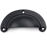 Half Moon Cup Handle Strong Cast Iron Material | Drawer Pull Black Powder Coated Finish | Vintage Style Cabinet & Cupboard Hardware | 97 mm Length x 82 mm Hole-to-Hole Distance