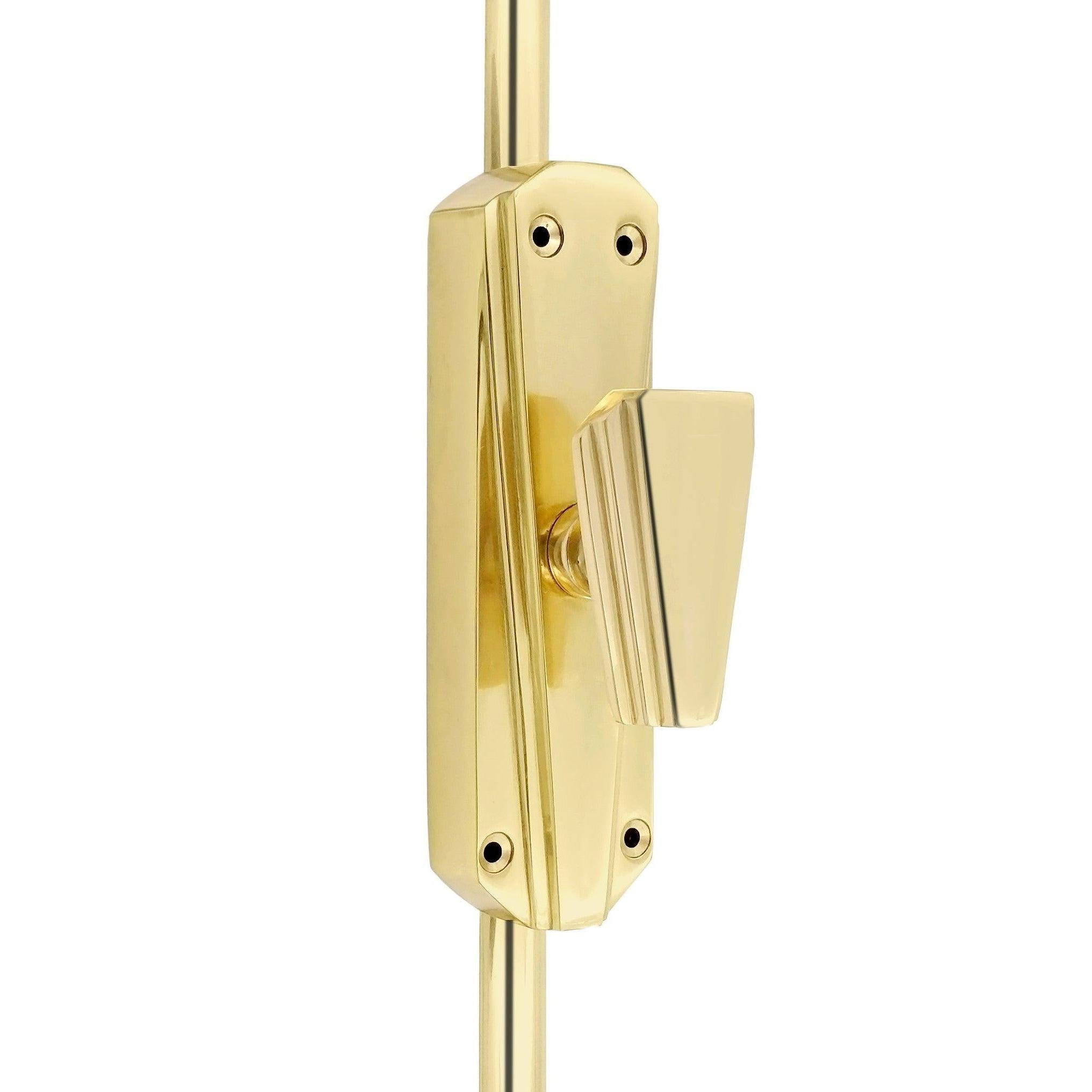 Hamilton Brass Art Deco Door Brass Espagnolette Bolt or Cremone Bolt 9 feet polished Brass Lacquered Upto 9 feet Doors