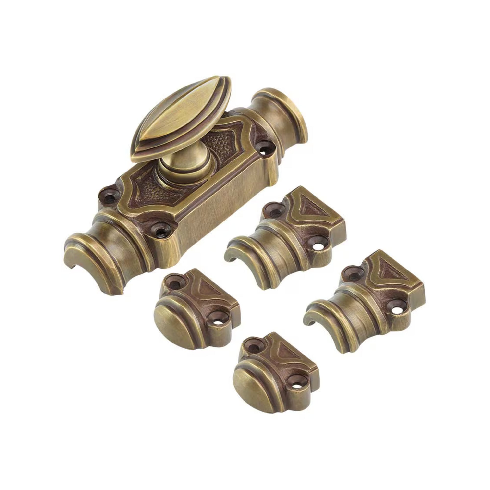 Hamilton Brass Barcheski Cabinet Brass Espagnolette Bolt or Cremone Bolt Hardware 2 feet Antique Brass Unlacquered Upto 2 feet