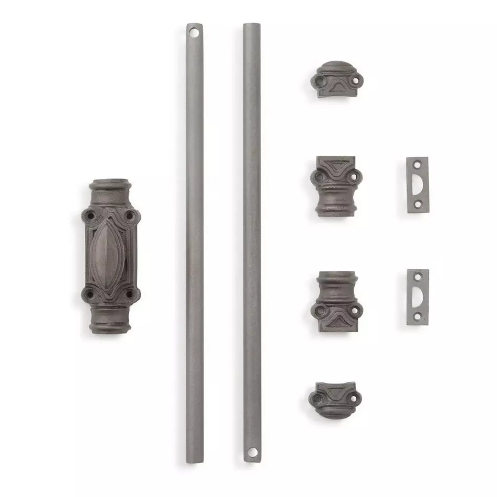 Hamilton Brass Barcheski Cabinet Iron Espagnolette Bolt or Cremone Bolt Hardware 2 feet Antique Iron Finish Upto 2 feet