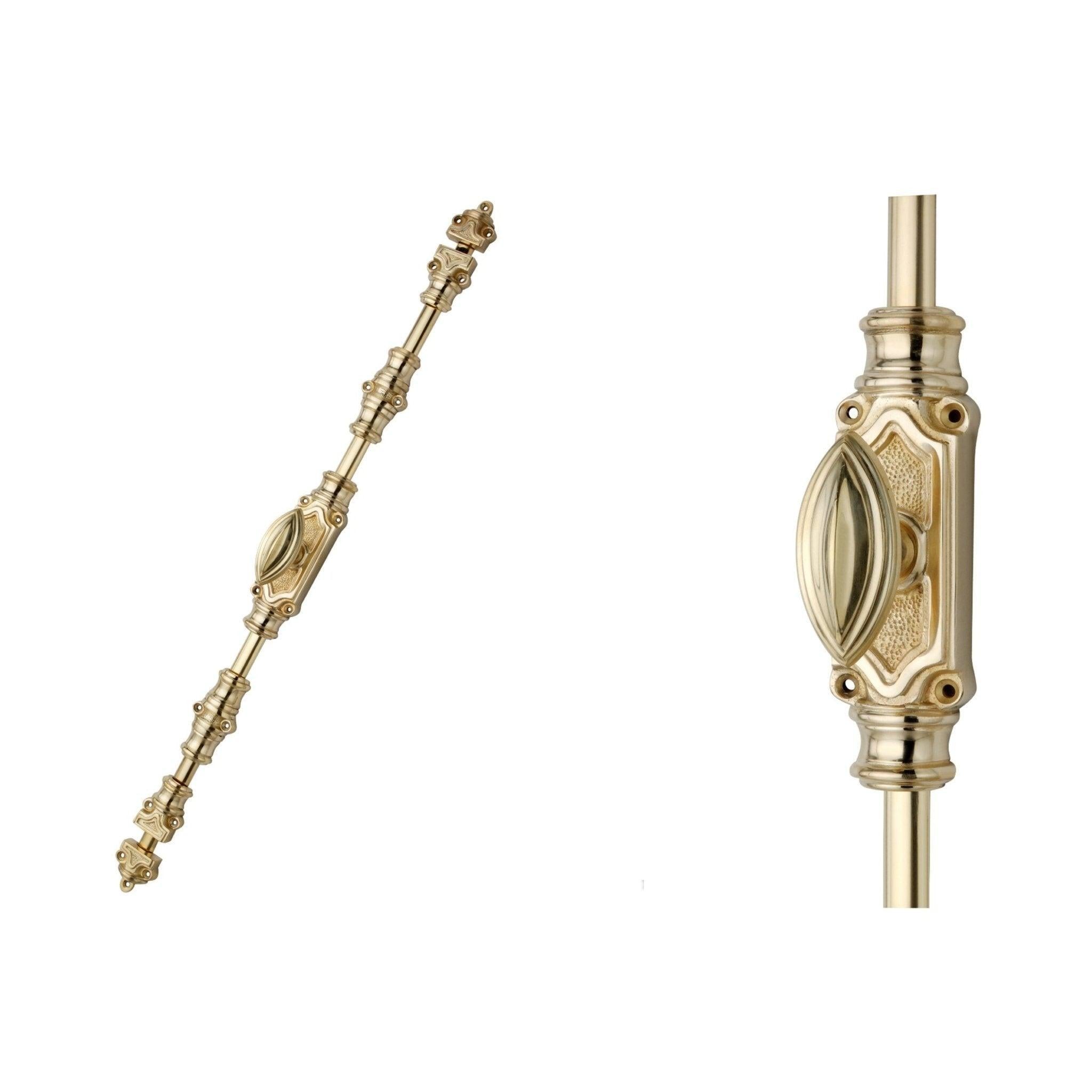 Hamilton Brass Barcheski Door Brass Espagnolette Bolt or Cremone Bolt Unlacquered Brass Polished Upto 9 feet Doors