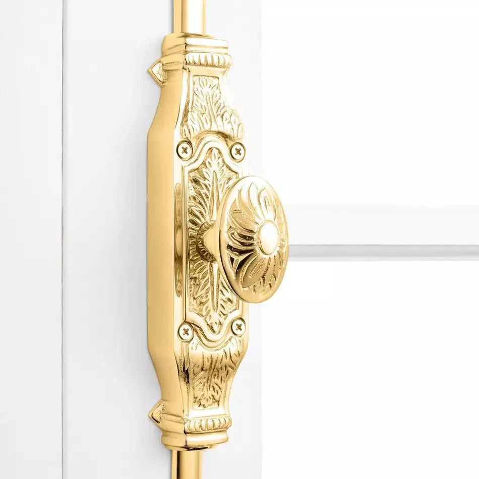Hamilton Brass Corinthian Door Brass Espagnolette Bolt or Cremone Bolt 9 feet Unlacquered Brass Polished For Doors Upto 9 feet Doors