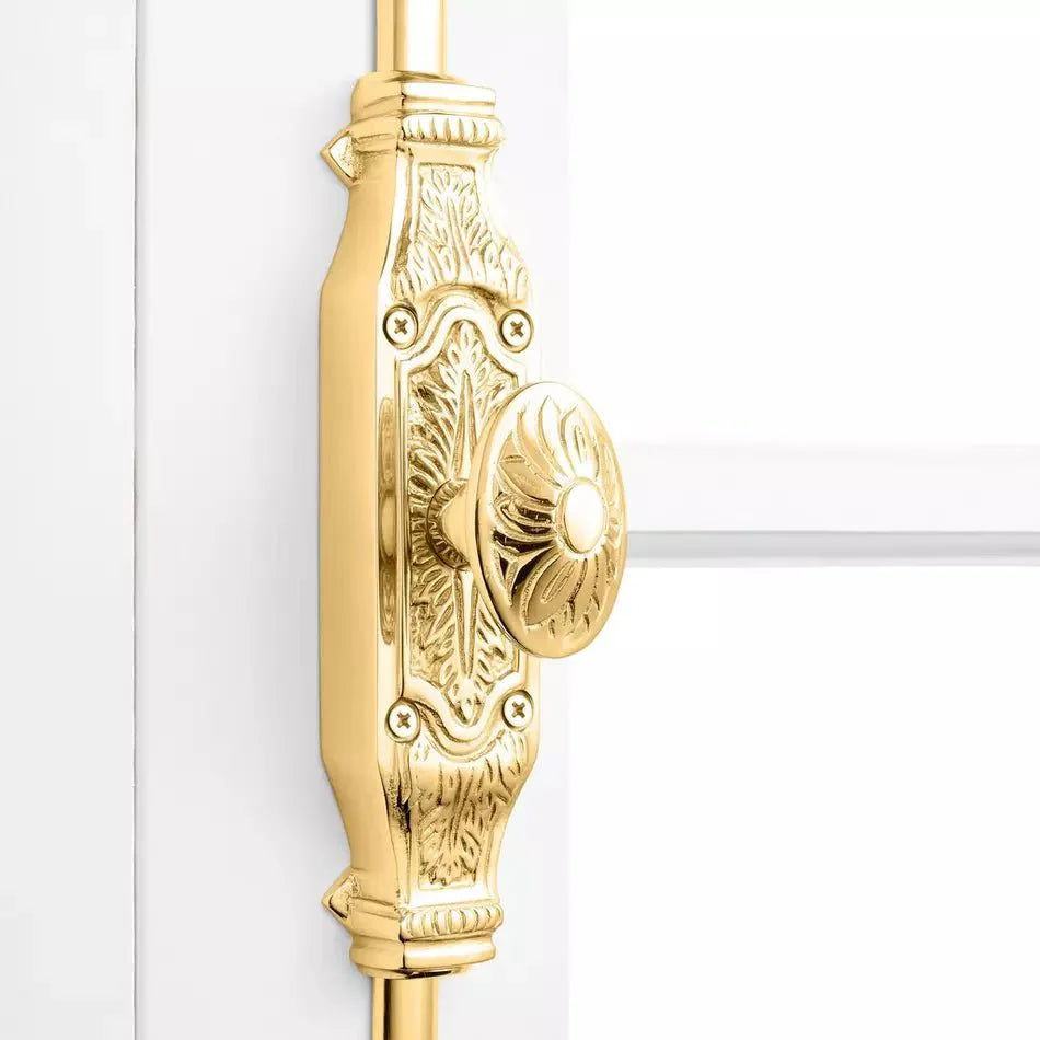 Hamilton Brass Corinthian Door Brass Espagnolette Bolt or Cremone Bolt 9 feet polished Brass Lacquered For Doors Up to 9 feet