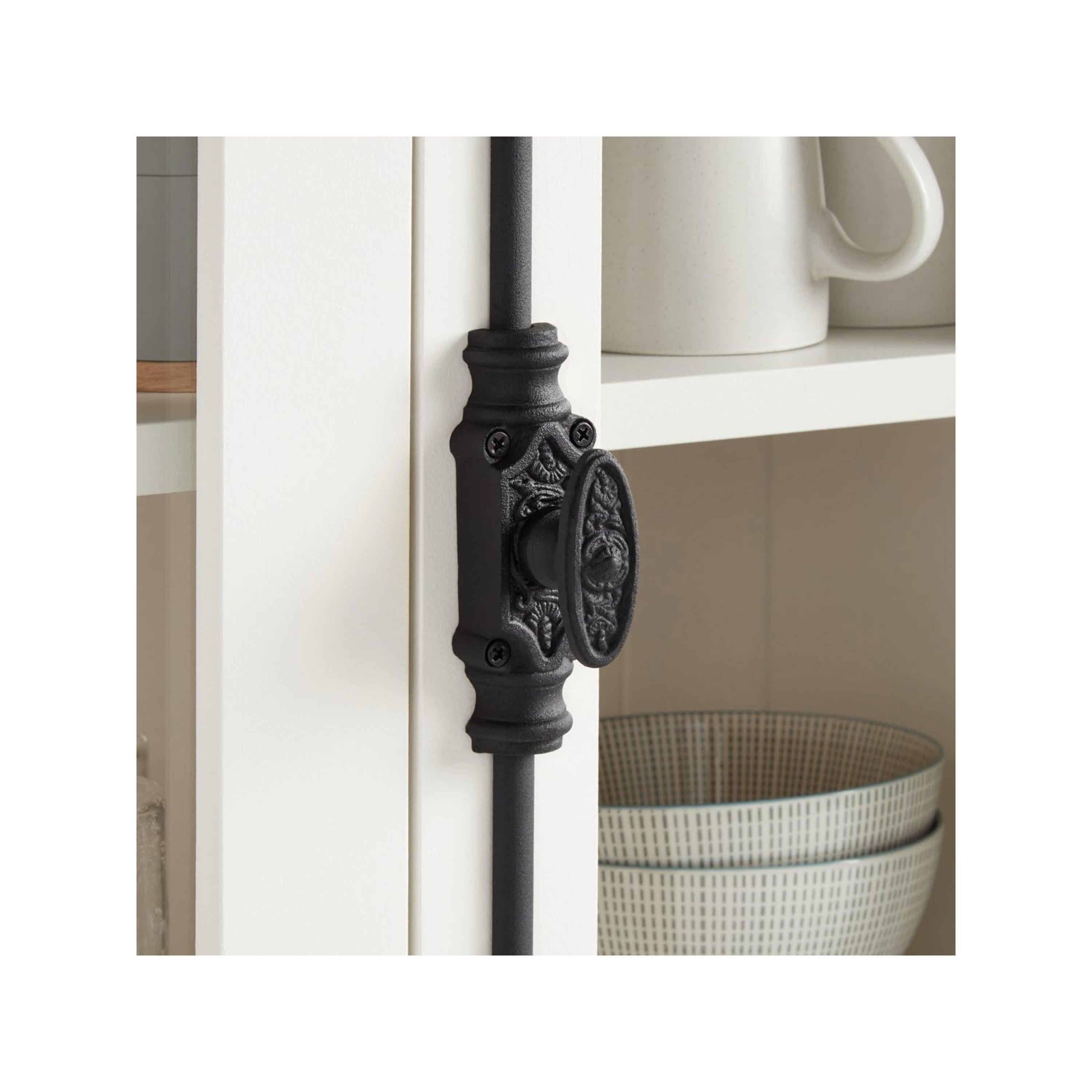 Hamilton Brass Dalston Cabinet Iron Cremone/Espagnolette Bolt Hardware 2 feet Black Powder Coated Up to 2 feet Cabinets