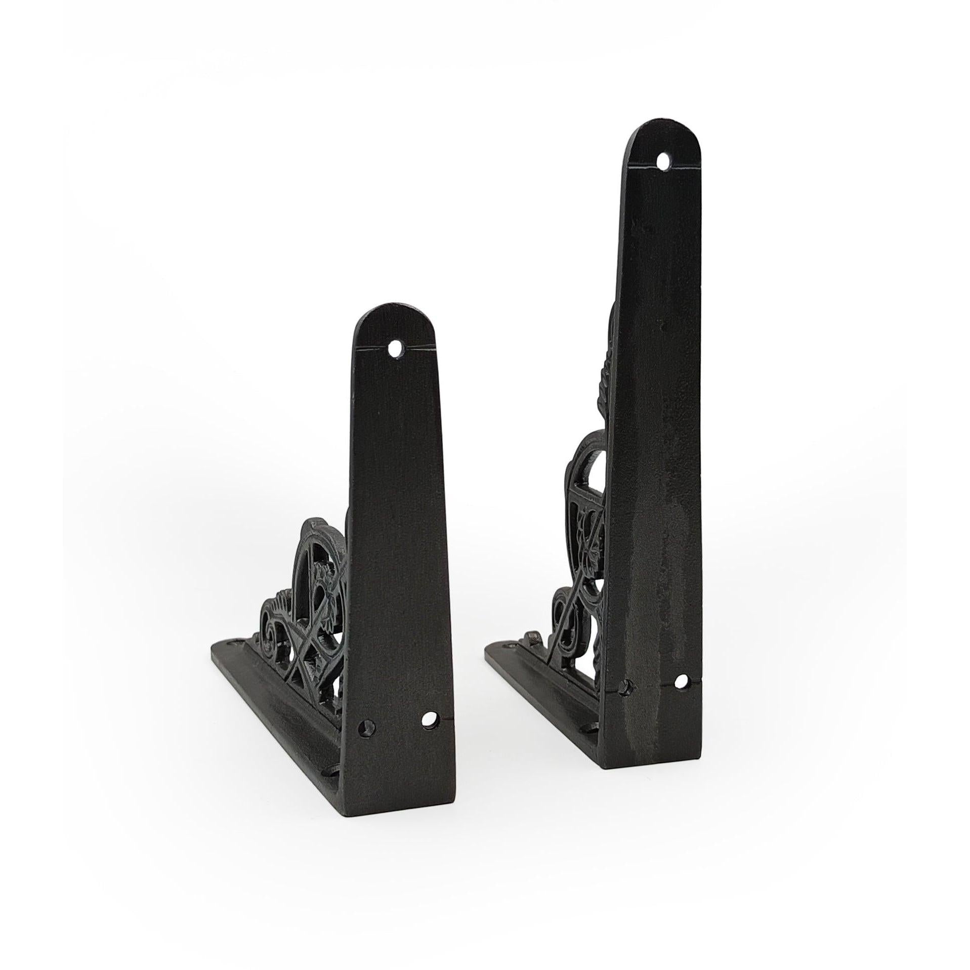 Hamilton Brass Decorative Black Antique Cast Iron Shelf Bracket | 155 mm x 114 Heavy Duty Wall Mount Support for Shelves, Kitchen, Garden, Home Decor Vintage Style with Durable Finish