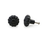 Hamilton Brass Decorative Black Cast Iron Knob | Black Powder Coated Pumpkin Shape Cabinet Pull Handle for Drawers, Dressers, Cupboards, Furniture | 36mm x 34mm 50mm with 14mm Screw