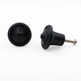 Hamilton Brass Decorative Black Cast Iron Knob | Black Powder Coated Round Cabinet Pull Handle Detailed Border Design for Drawers, Cupboards, Kitchen Cabinets, (32mm x 31mm 51mm)