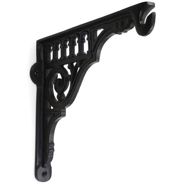 Hamilton Brass Decorative Black Cast Iron Shelf Brackets | Antique Iron Vintage Wall Mount Support for Shelves, Storage, Books, and Display | Heavy Duty Metal Brackets for Home, Kitchen