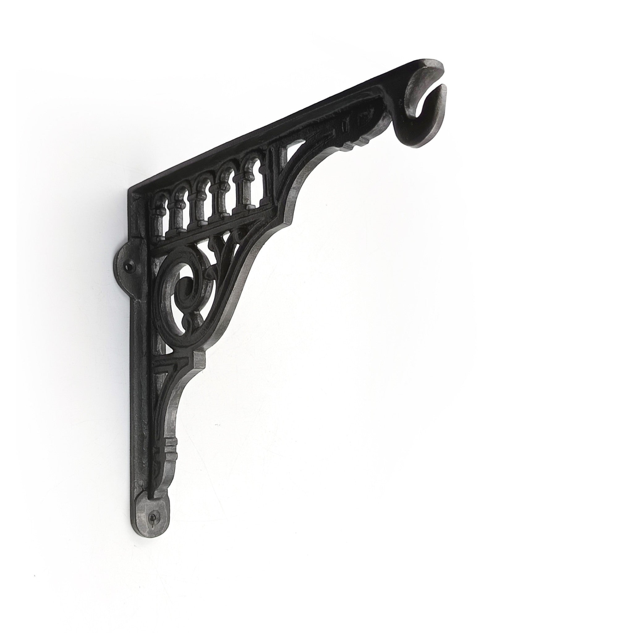 Hamilton Brass Decorative Black Cast Iron Shelf Brackets | Antique Iron Vintage Wall Mount Support for Shelves, Storage, Books, and Display | Heavy Duty Metal Brackets for Home, Kitchen