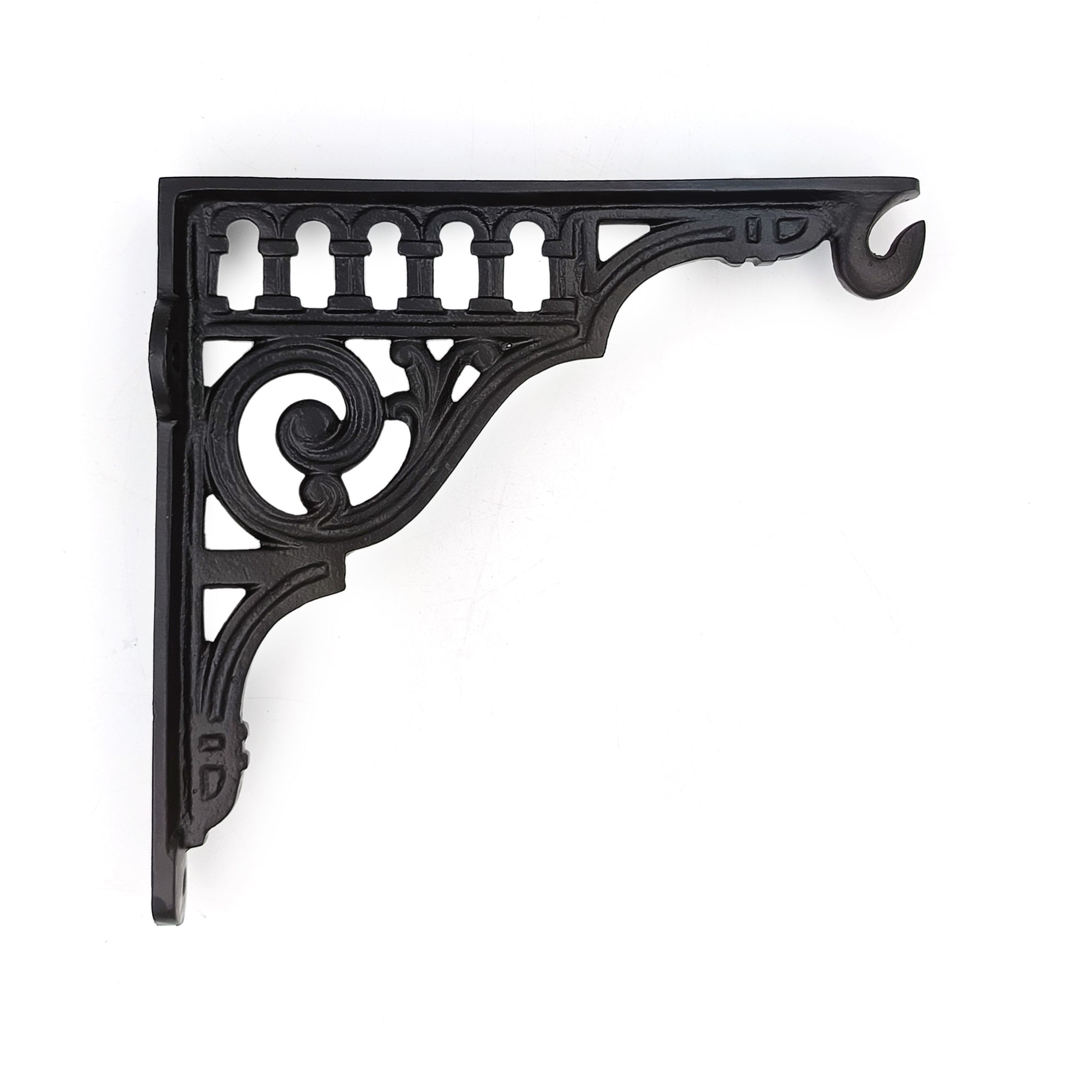 Hamilton Brass Decorative Cast Iron Shelf Brackets | Black Powder Coated Vintage Wall Mount Support for Shelves, Storage, Books | Heavy Duty Metal Brackets for Home, Kitchen