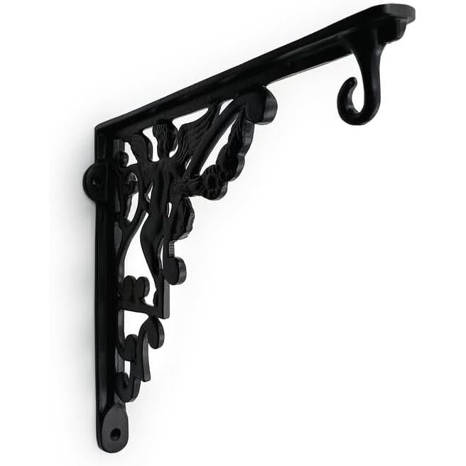 Hamilton Brass Heavy Duty Shelf Bracket Antique Cast Iron Finish | (Length: 320mm, Height: 280mm, Hole: 28mm) Wall Mount Support for Wood, Metal, Glass Shelves