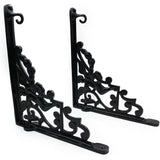 Hamilton Brass Heavy Duty Shelf Bracket Antique Cast Iron Finish | (Length: 320mm, Height: 280mm, Hole: 28mm) Wall Mount Support for Wood, Metal, Glass Shelves