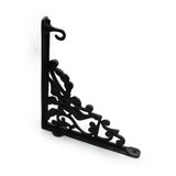 Hamilton Brass Heavy Duty Shelf Bracket | Black Powder Coated Cast Iron Finish | Length: 300mm, Height: 225mm, Width: 25mm, Thickness: 5mm, Hole: 6mm | Wall Mount Support for Glass Shelves