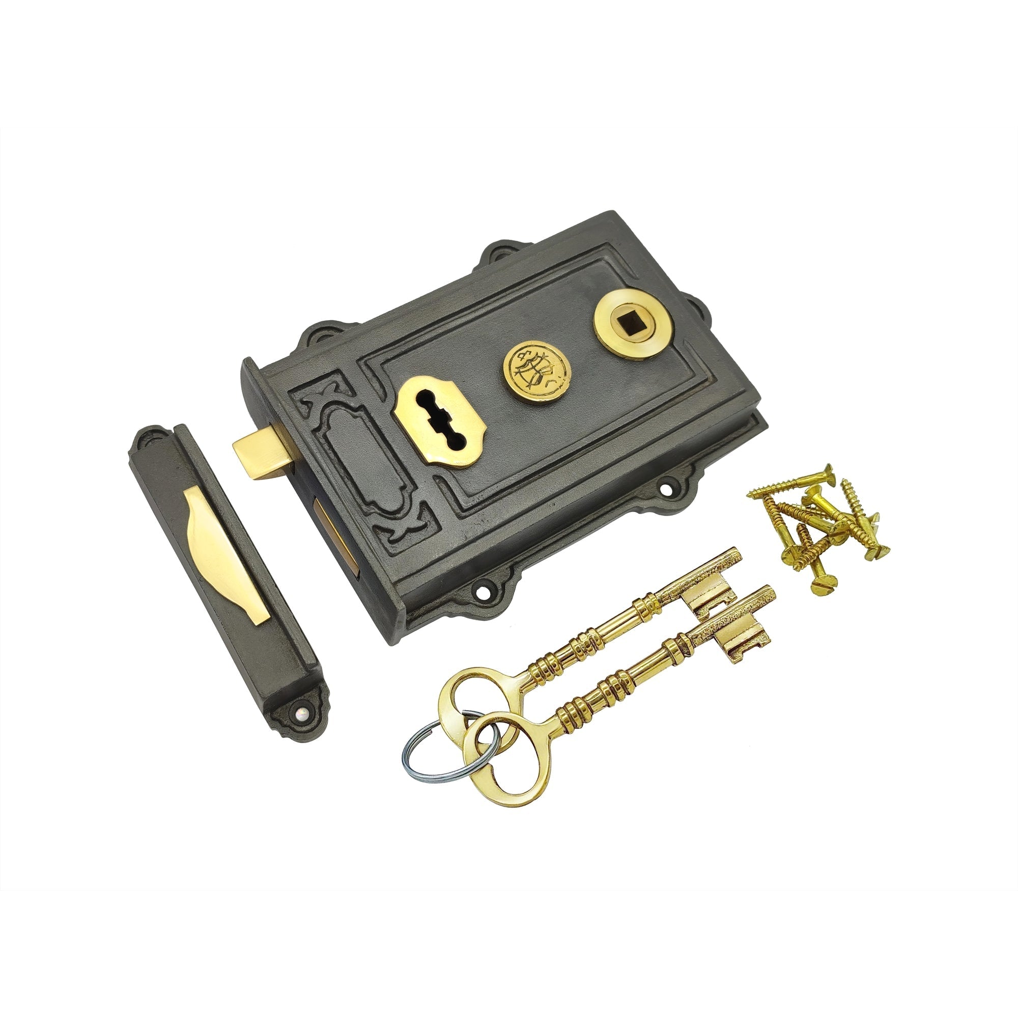 Hamilton Brass Iron Davenport Rim Lock Antique Iron Finish