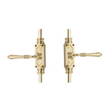 Hamilton Brass Lever Handle Door Brass Espagnolette Bolt or Cremone Bolt Unlacquered Polished Brass Up to 9 feet Doors
